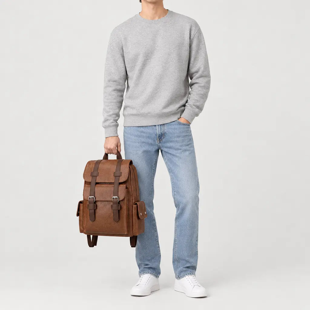 Sac à dos homme pour ordinateur - marron