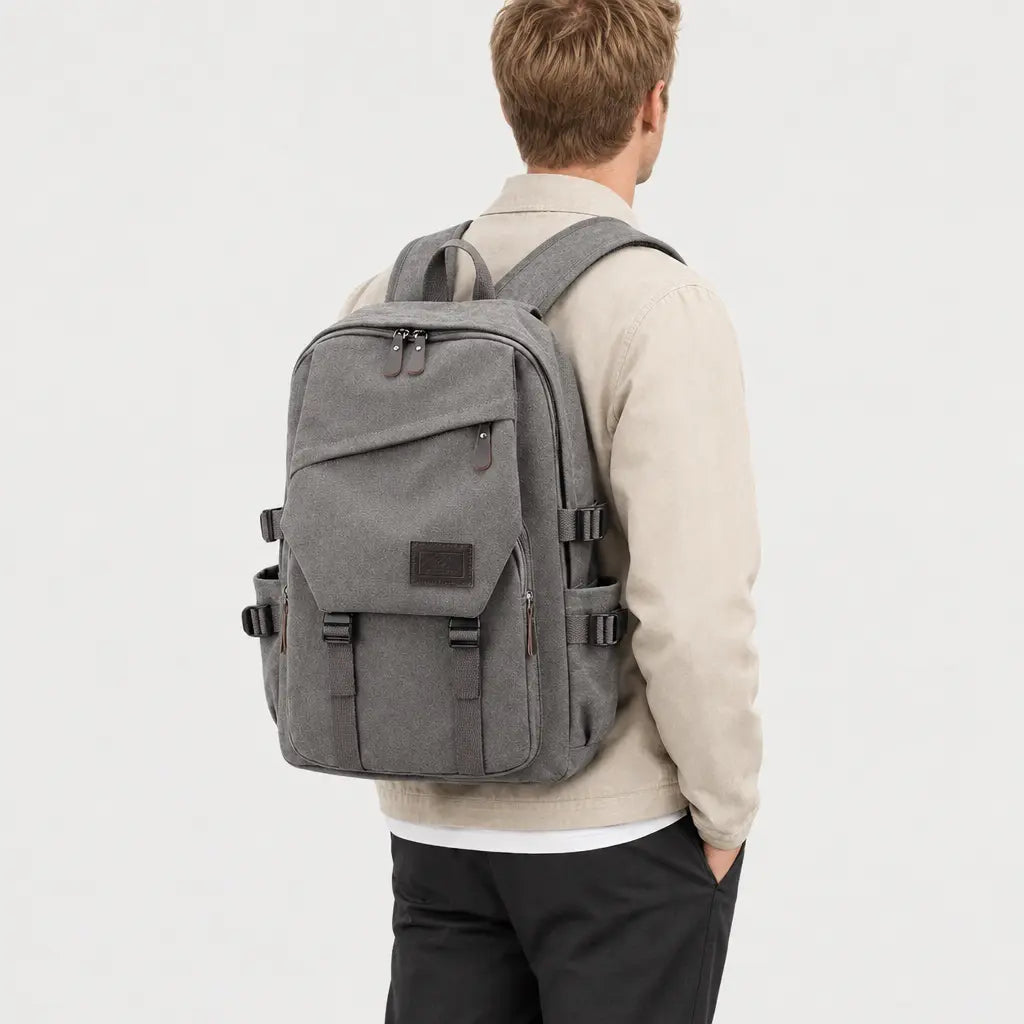 Sac à dos voyage homme à compartiments - gris