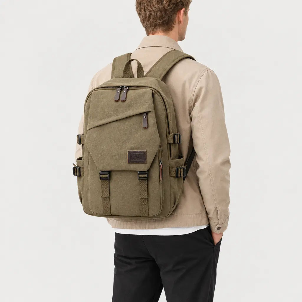 Sac à dos voyage homme à compartiments - kaki