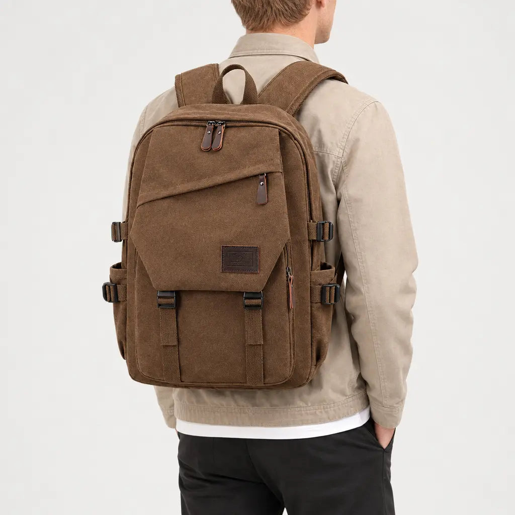 Sac à dos voyage homme à compartiments - marron