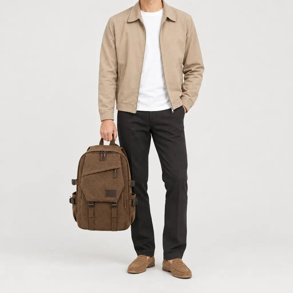 Sac à dos voyage homme à compartiments - marron