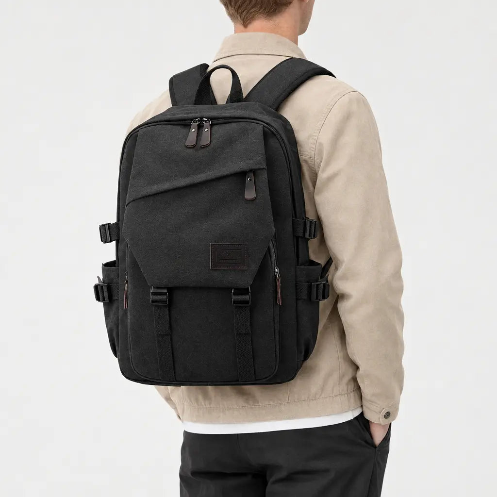 Sac à dos voyage homme à compartiments - noir