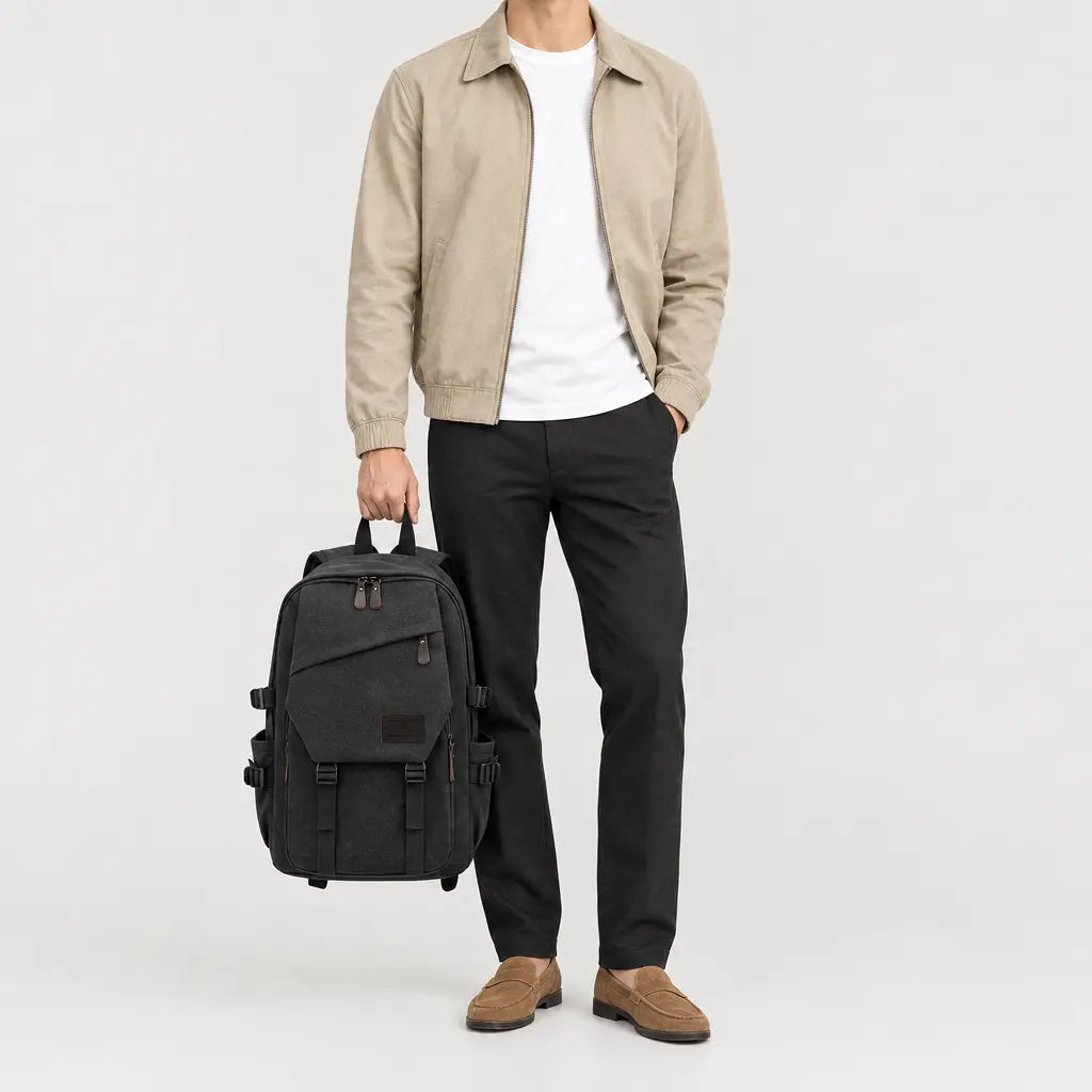 Sac à dos voyage homme à compartiments - noir