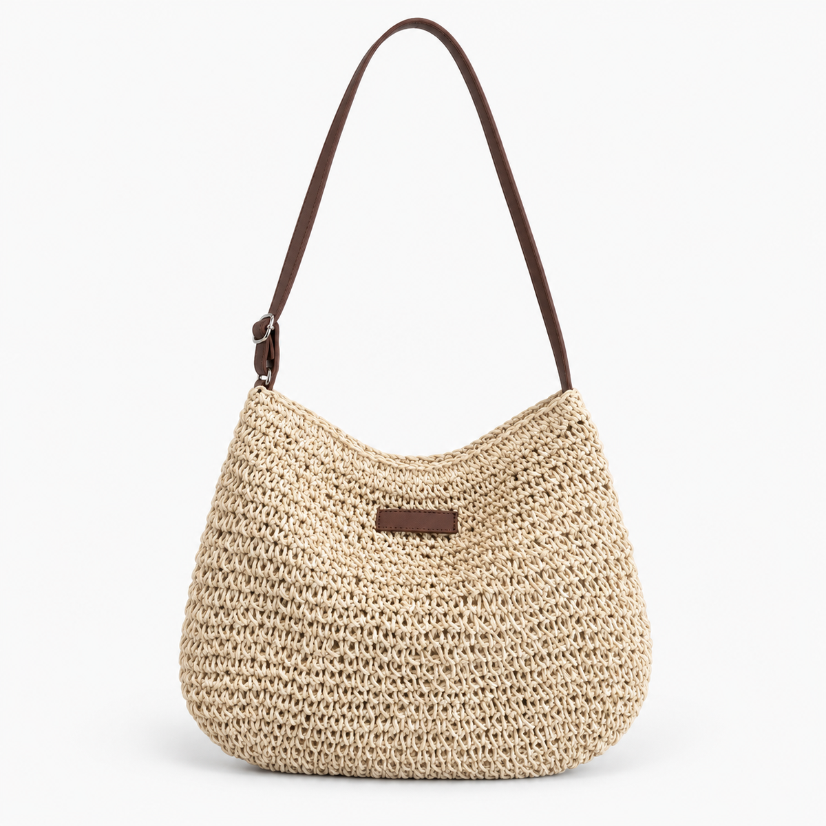Sac bandoulière de plage en paille - beige