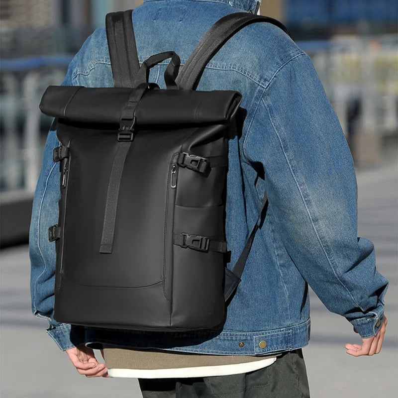 Sac ordinateur homme à bords roulés