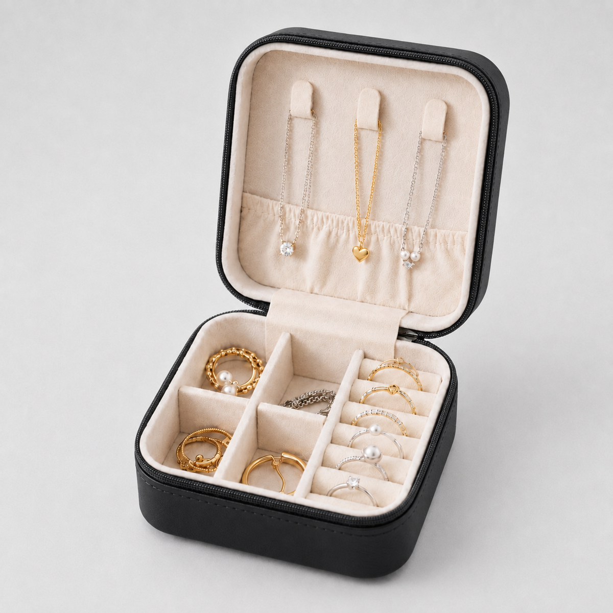 Boîte à bijoux de voyage en cuir
