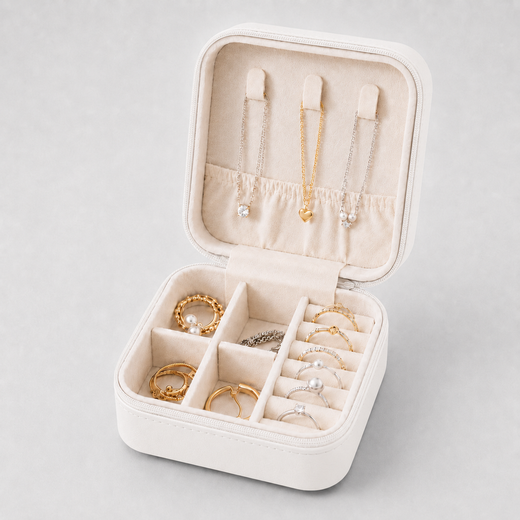 Boîte à bijoux de voyage en cuir