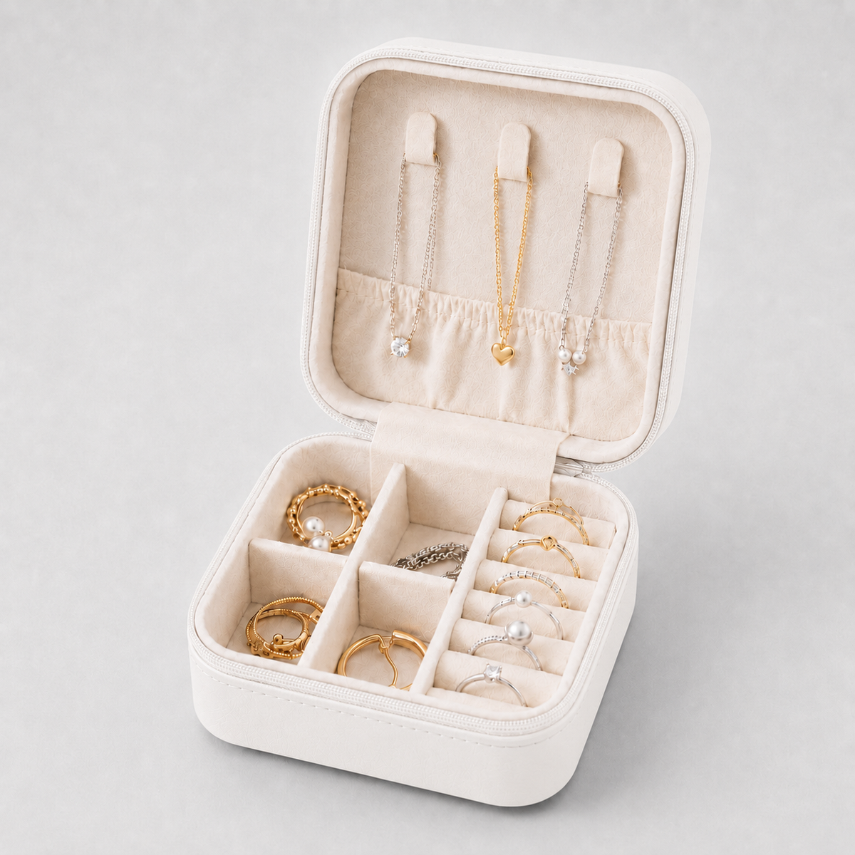 Boîte à bijoux de voyage en cuir