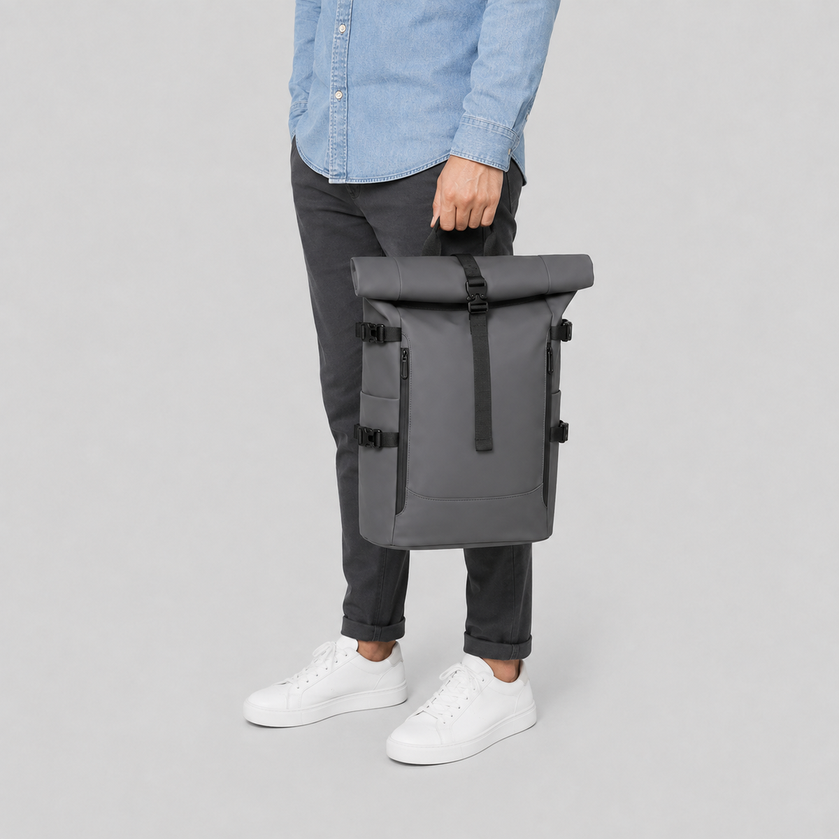 Sac ordinateur homme à bords roulés ma vie en sac