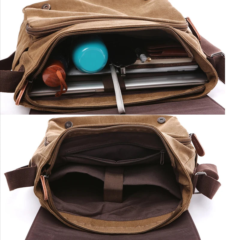 Sac bandoulière homme en toile pour ordinateur