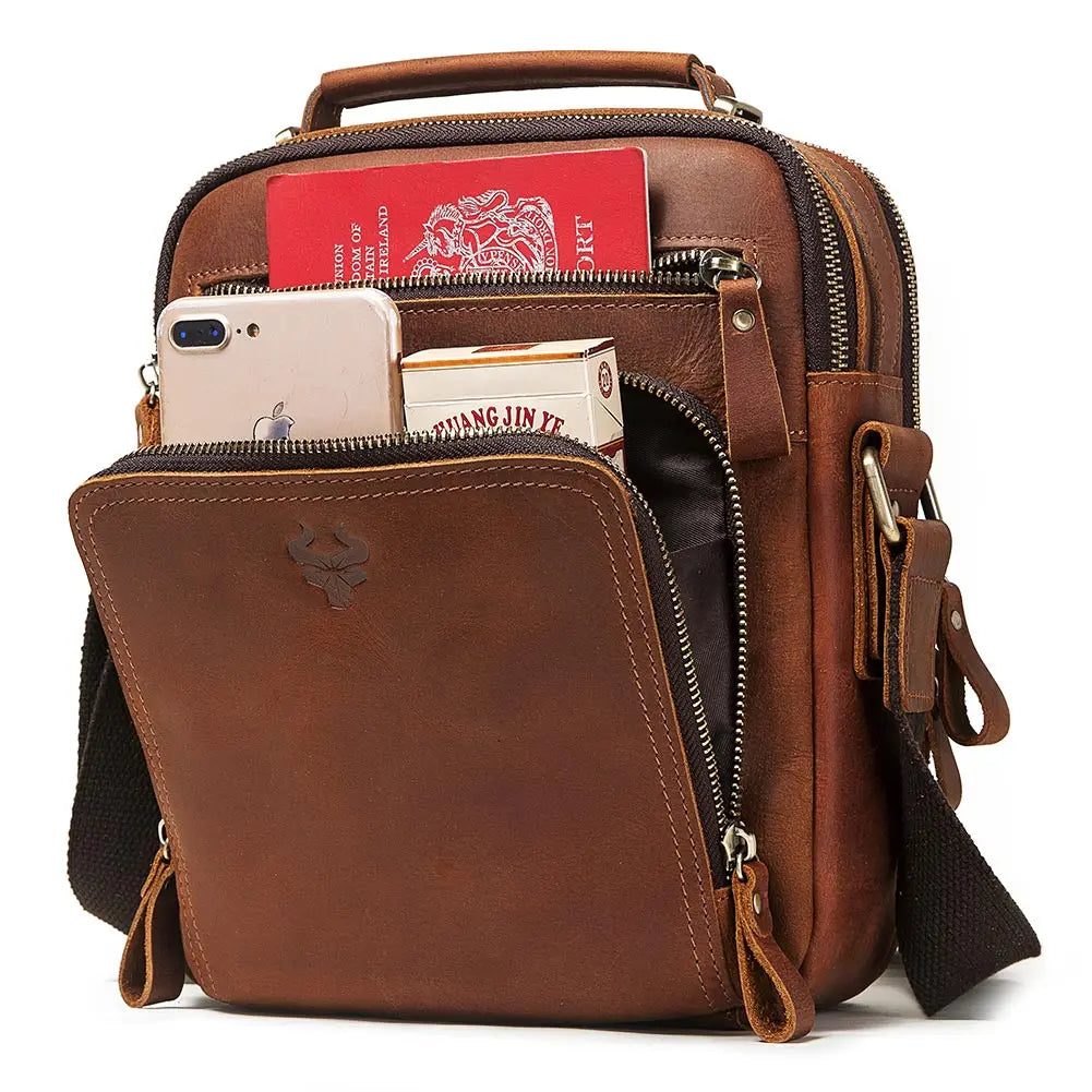 Sac bandoulière homme en cuir véritable