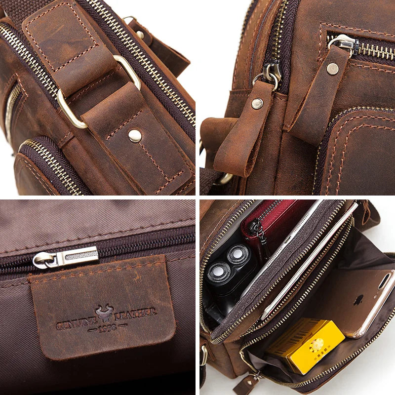 Sac bandoulière homme en cuir véritable