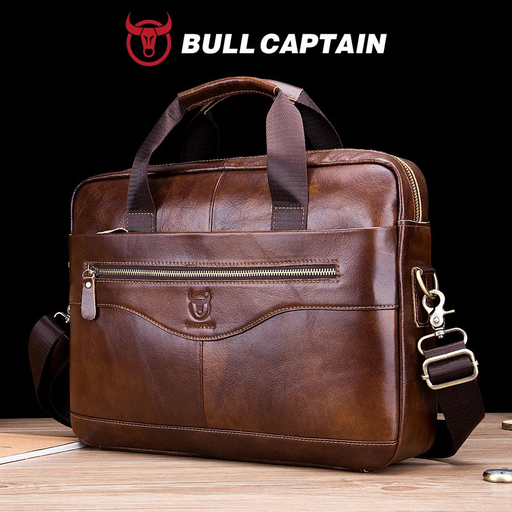 Sac ordinateur homme en cuir à bandoulière réglable