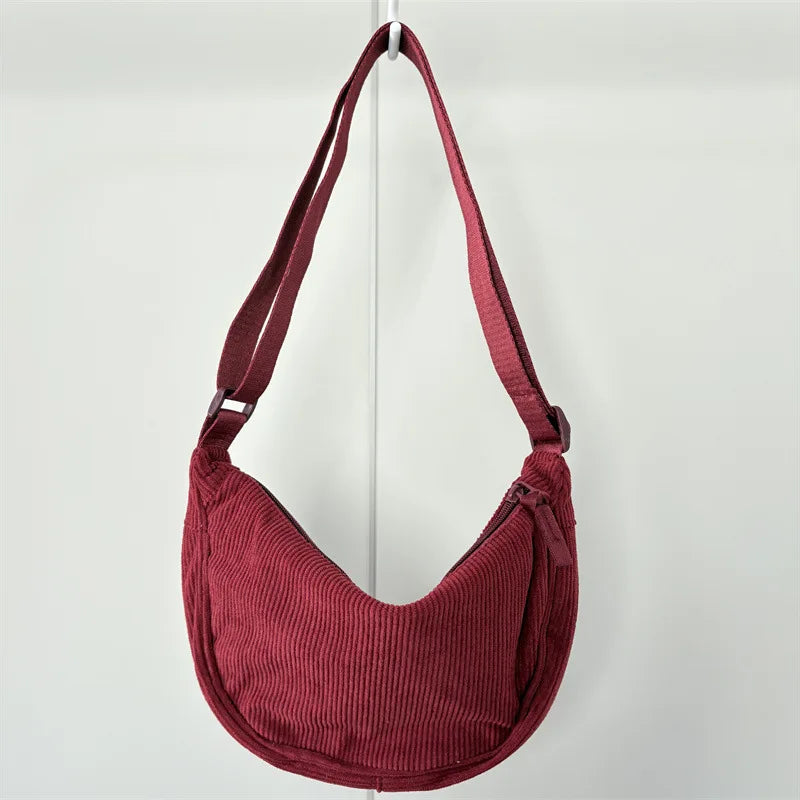 Sac hobo en velours côtelé