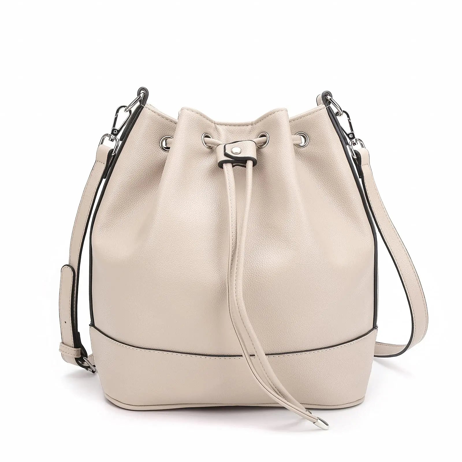 Sac seau femme en cuir plissé