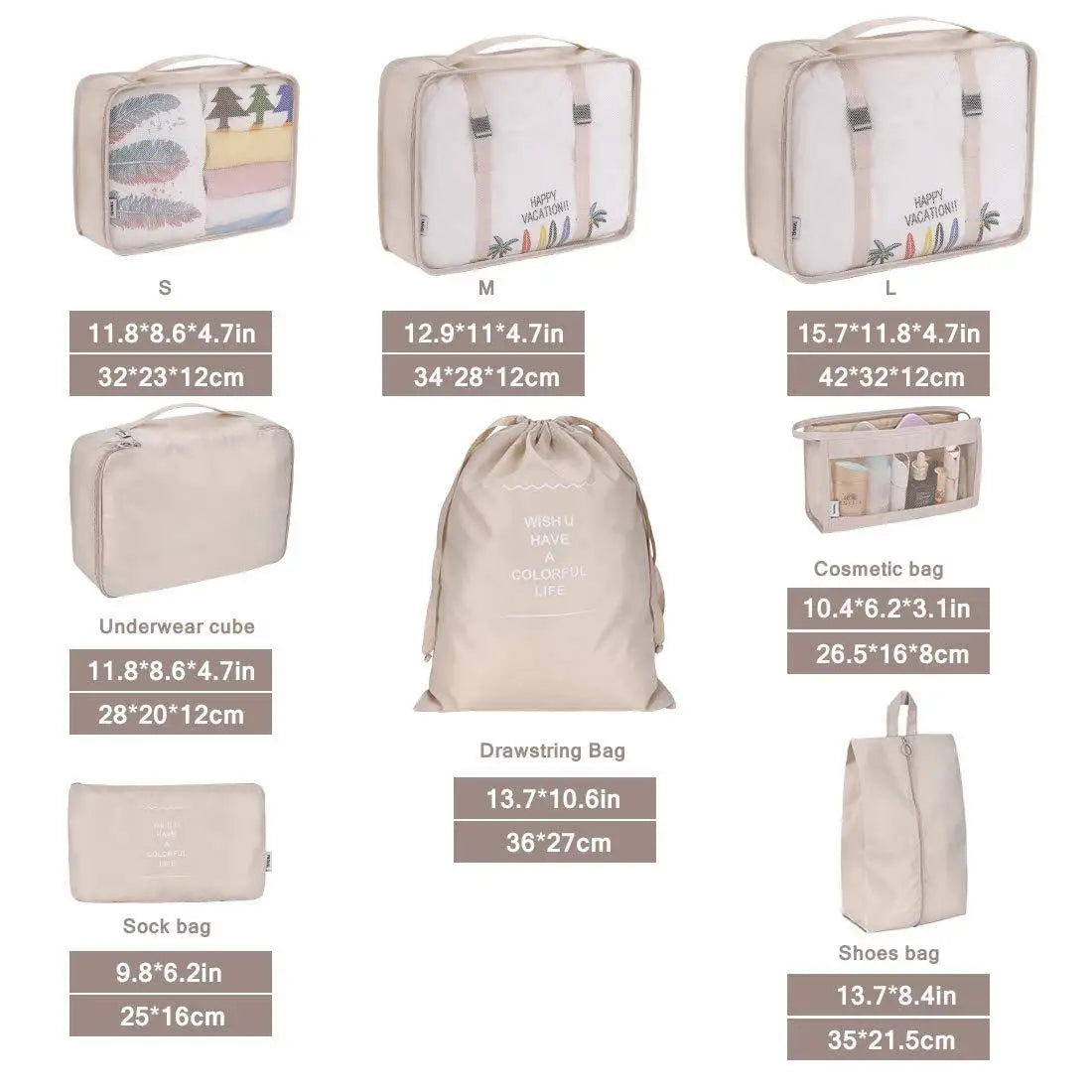 Cubes de rangement pour valise