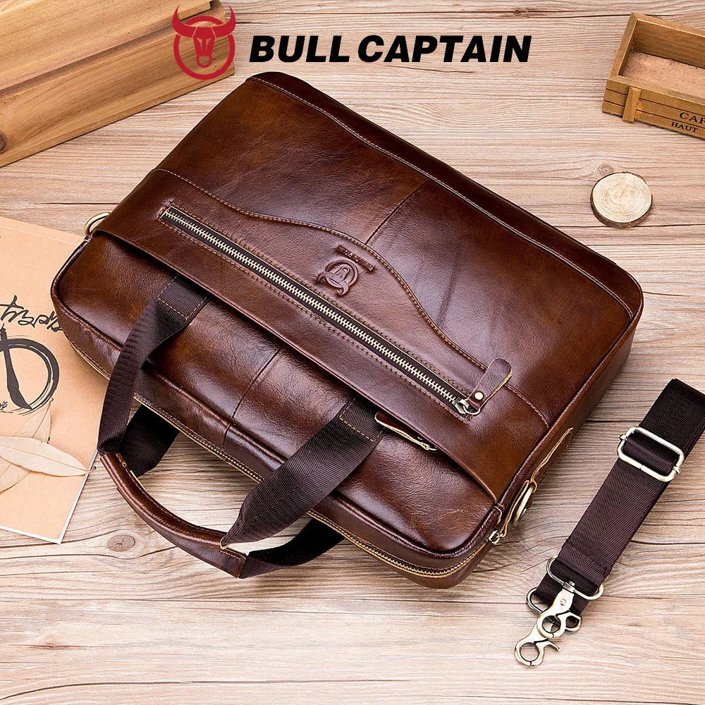 Sac ordinateur homme en cuir à bandoulière réglable