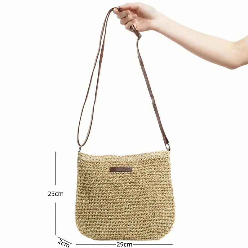 Sac bandoulière de plage en paille