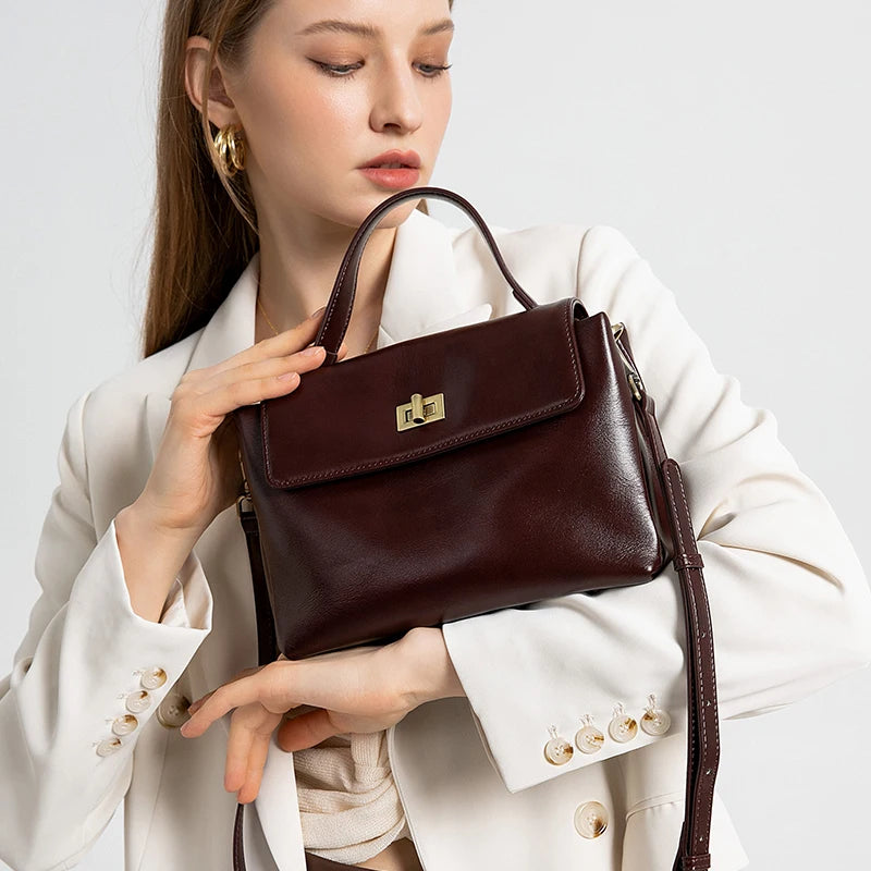 Sac à main femme compact en cuir ciré
