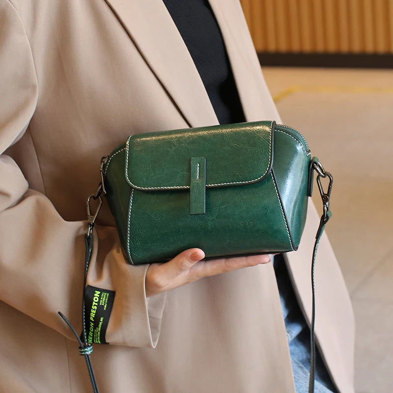 Sac à main rond femme en cuir véritable