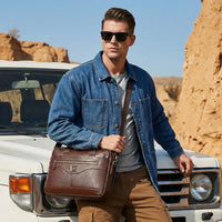 Sac ordinateur homme en cuir à bandoulière réglable