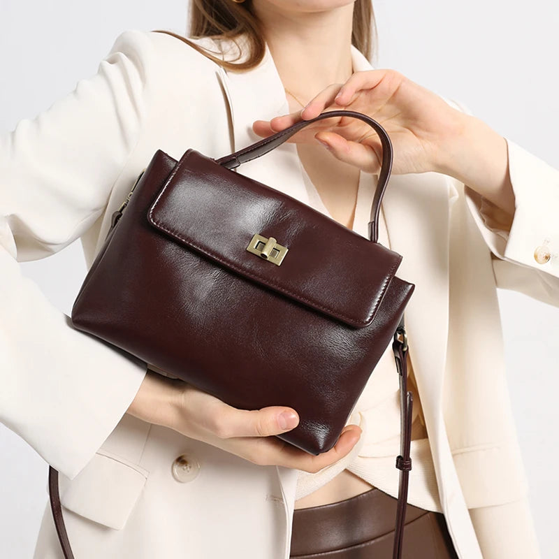Sac à main femme compact en cuir ciré
