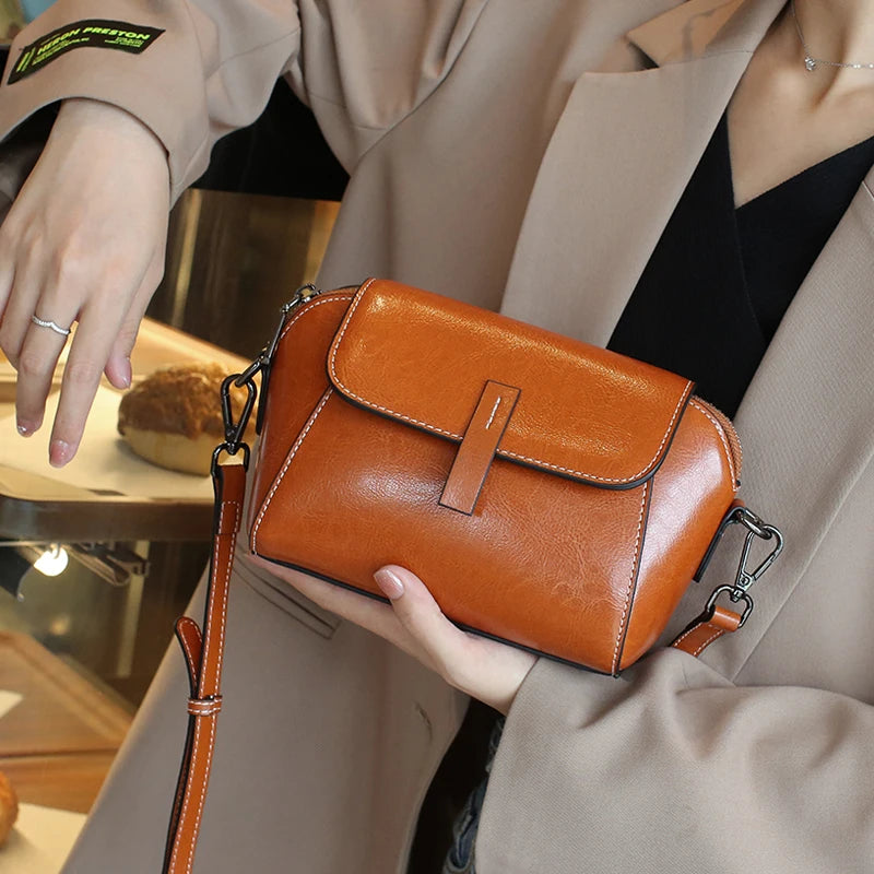 Sac à main rond femme en cuir véritable