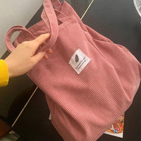 Sac cabas en velours côtelé