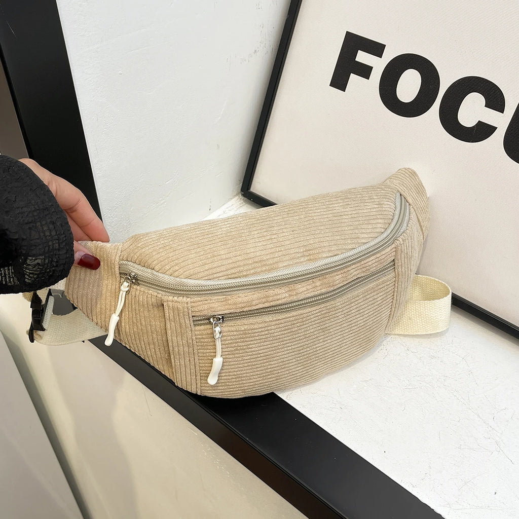 Sac banane femme en velours côtelé