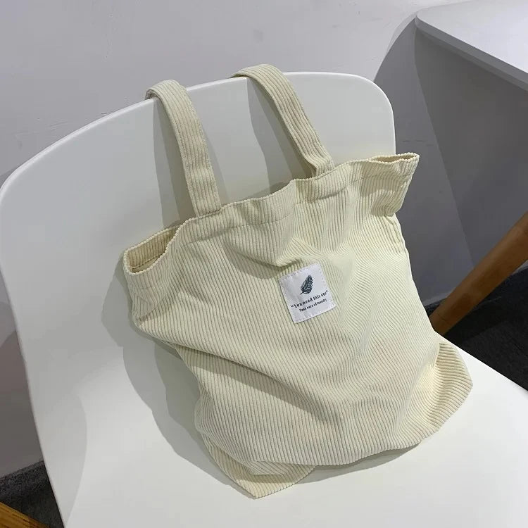 Sac cabas en velours côtelé
