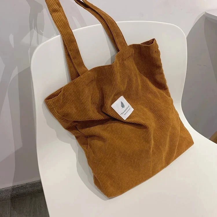 Sac cabas en velours côtelé
