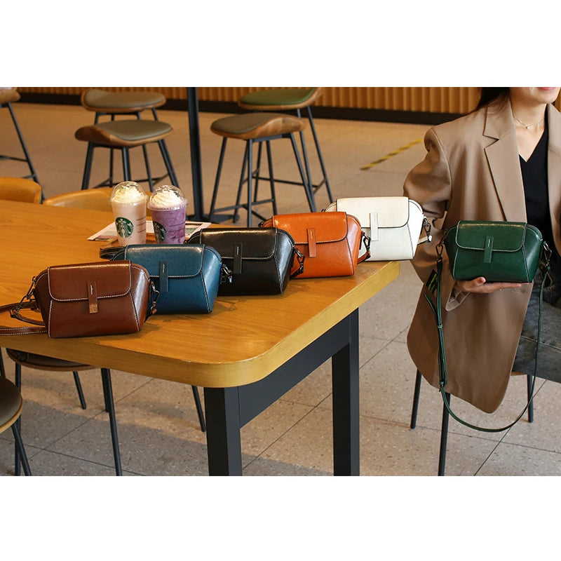 Sac à main rond femme en cuir véritable