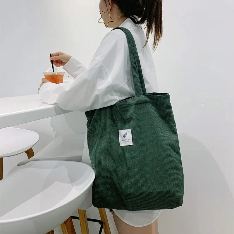Sac cabas en velours côtelé