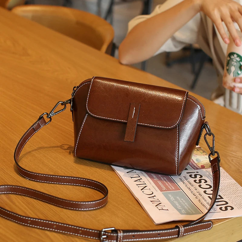 Sac à main rond femme en cuir véritable