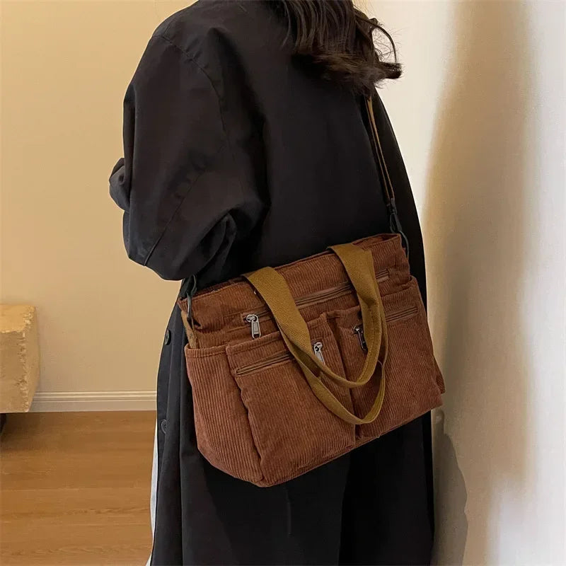 Sac bandoulière femme en velours côtelé
