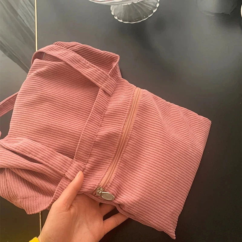 Sac cabas en velours côtelé