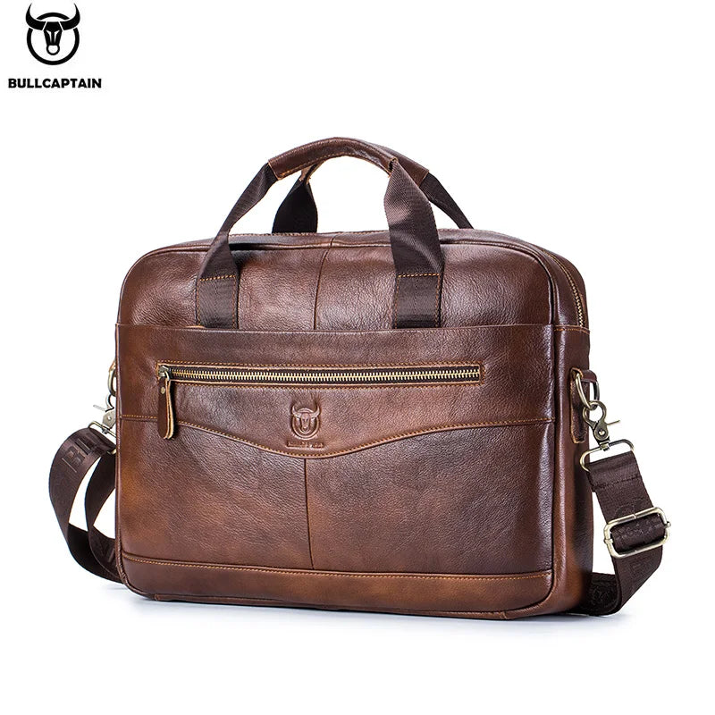 Sac ordinateur homme en cuir à bandoulière réglable