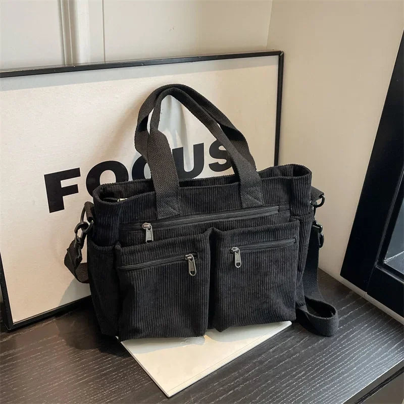 Sac bandoulière femme en velours côtelé