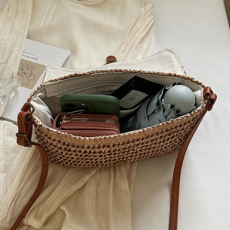 Sac bandoulière en paille