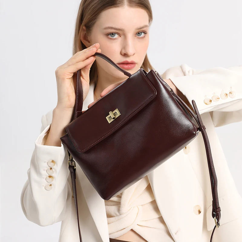 Sac à main femme compact en cuir ciré