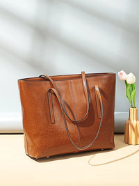Sac cabas femme en cuir véritable zippé