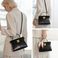 Sac à main femme en cuir véritable avec foulard