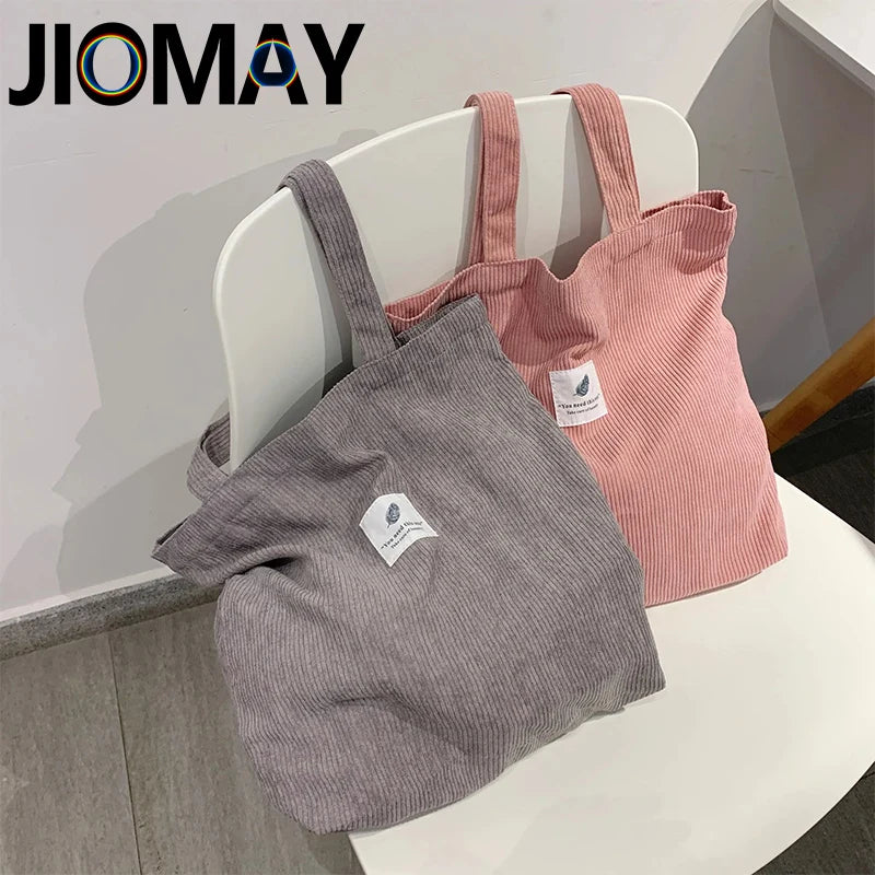 Sac cabas en velours côtelé
