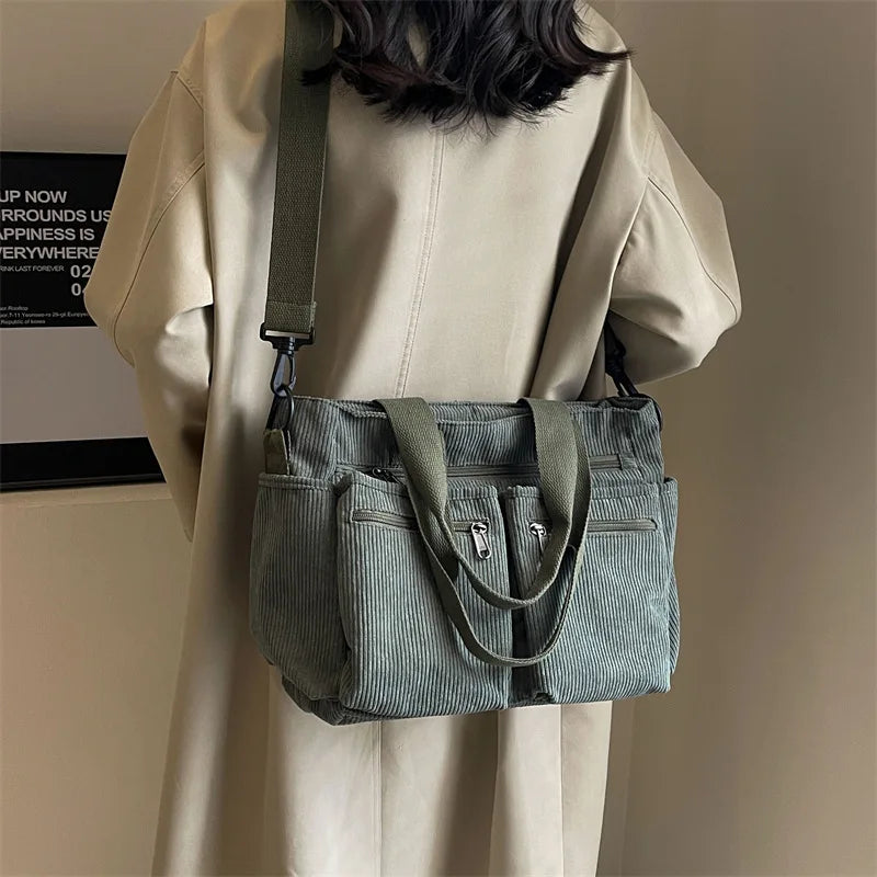 Sac bandoulière femme en velours côtelé