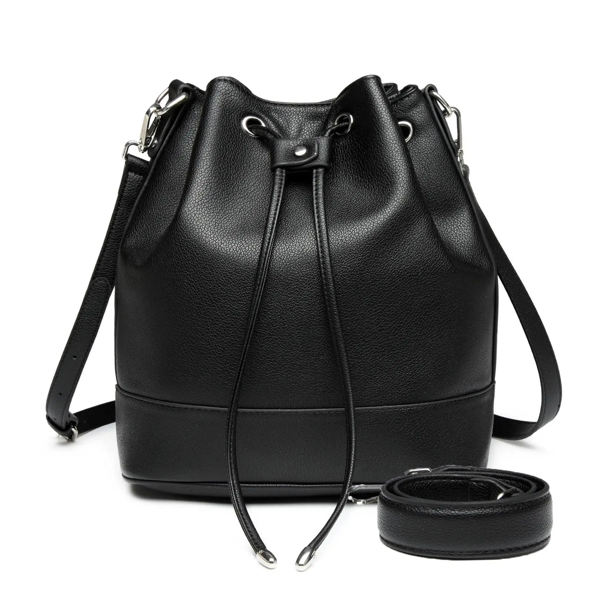 Sac seau femme en cuir plissé
