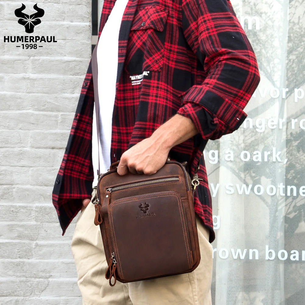 Sac bandoulière homme en cuir véritable