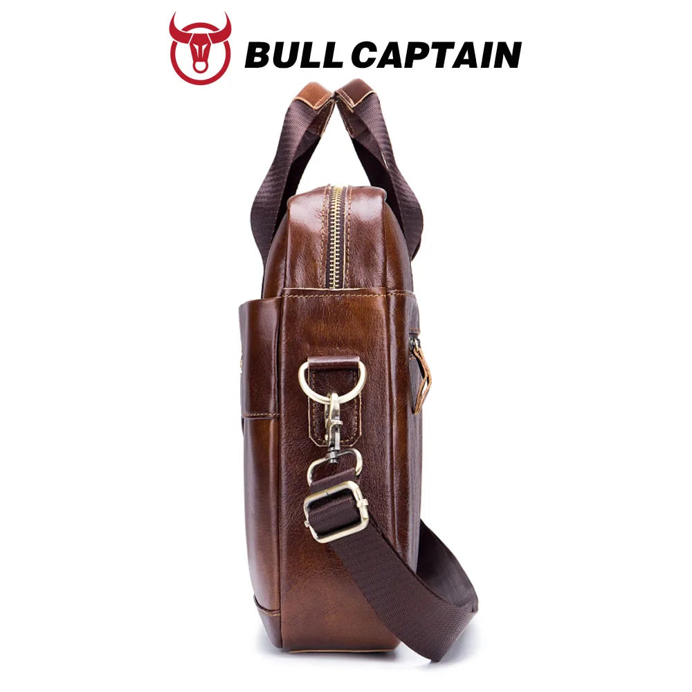 Sac ordinateur homme en cuir à bandoulière réglable