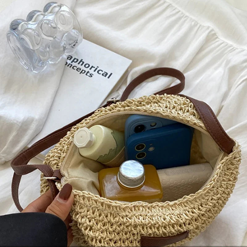 Sac bandoulière de plage en paille