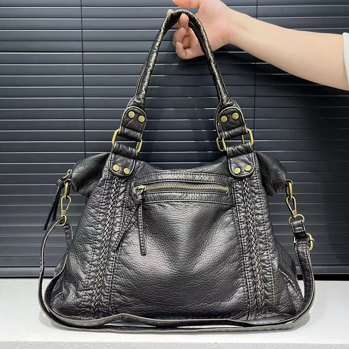 Sac bandoulière femme en cuir lavé