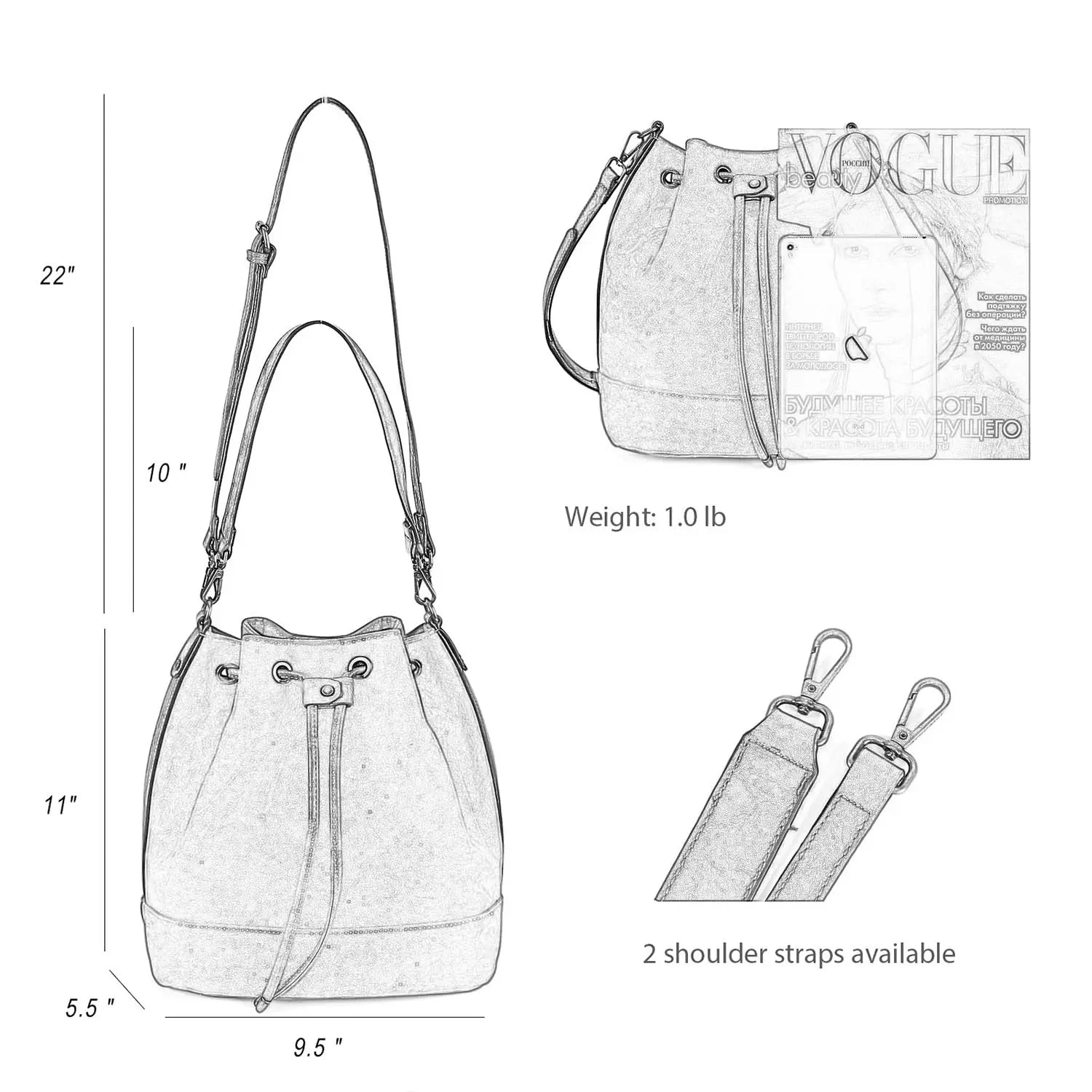 Sac seau femme en cuir